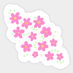 Whimsical Pink Flowers Sticker